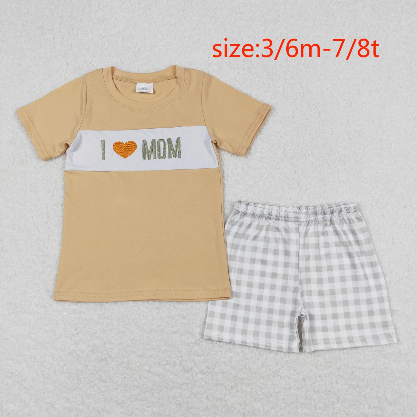 RTS NO MOQ I love MOM Embroidery Orange Floral Dresses Rompers Clothes Sets