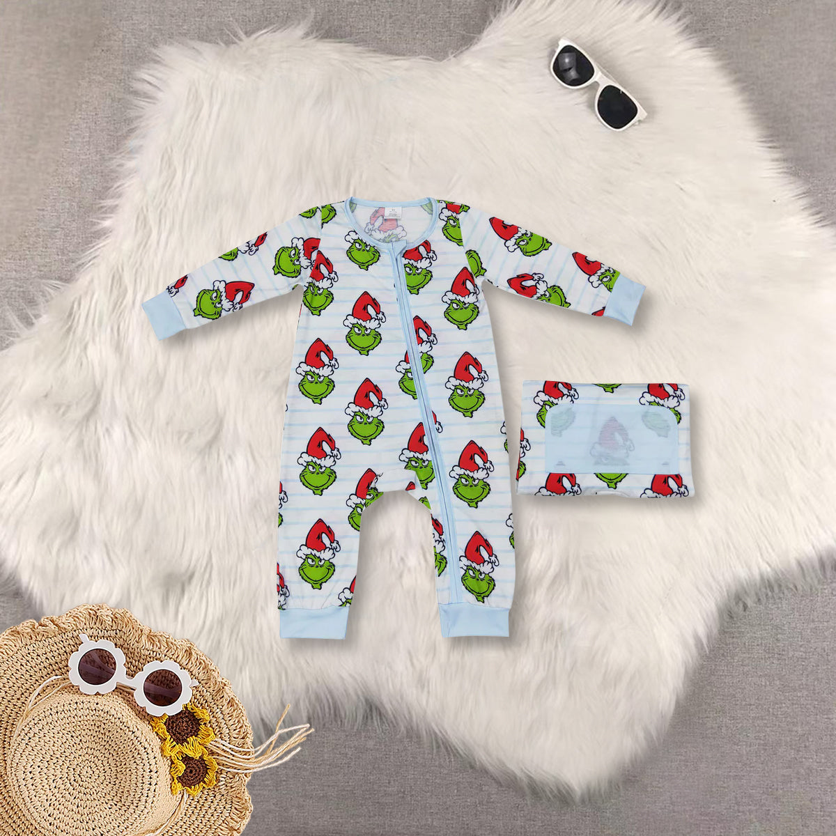 RTS NO MOQ baby boy clothes bamboo Christmas long sleeve Rompers Clothes Sets