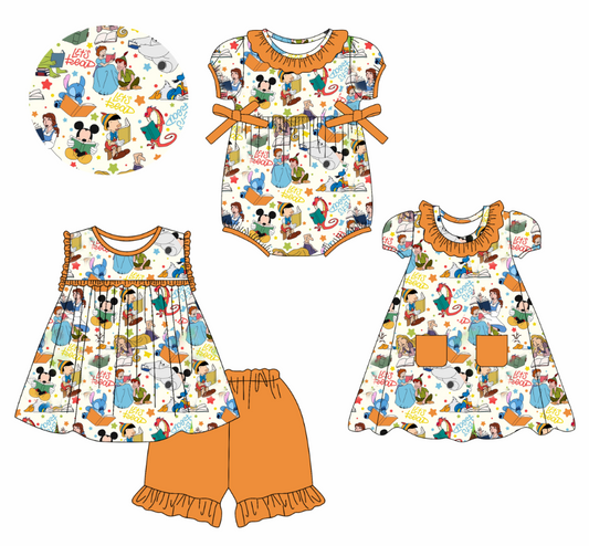 Custom summer cartoon baby girls clothes sets dress romper
