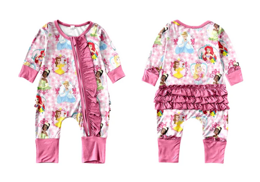 Deadline: February 9 close custom no moq Pink short-sleeved top princess long-sleeved romper