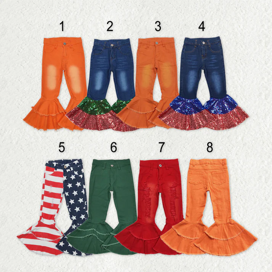 RTS NO MOQ Sibling Baby Girls Clothes Jeans: Flared & Ripped