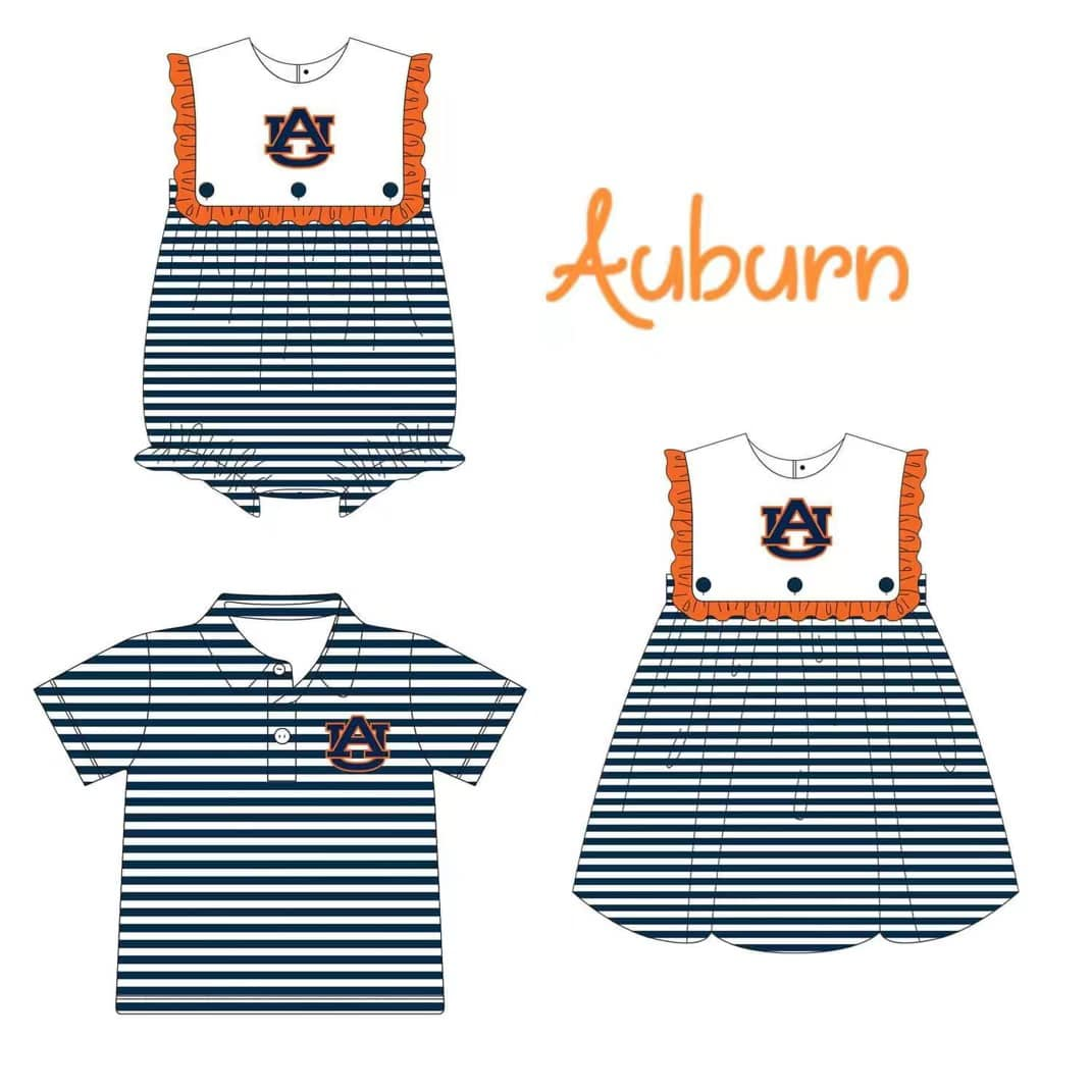 5.11custom each style moq 5eta 4-5week Sibling Sister AUBURN prints black girls and boys outfits and baby romper match family design