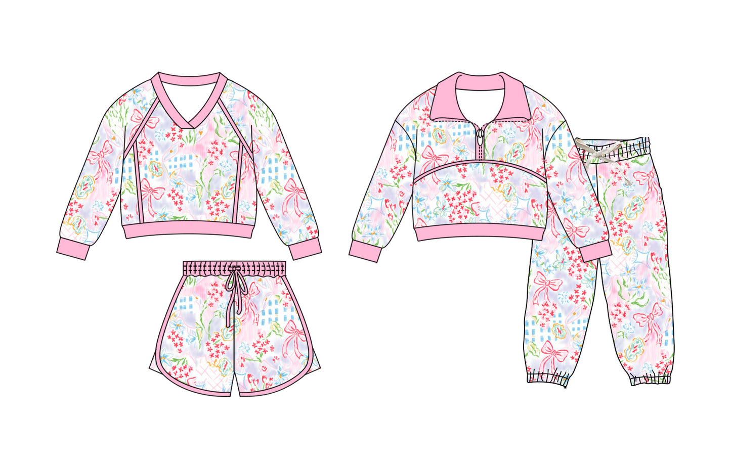 25.11.29 custom each style moq 5 eta 6-8week Sibling Sisters bow baby girl long sleeve pants sets and skirts sets match family design