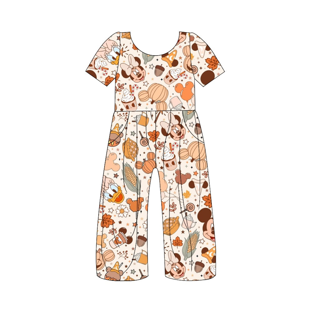 5.1custom each style moq 5eta 4-5week Halloween pumpkin flowers cartoon character printed jumpsuits