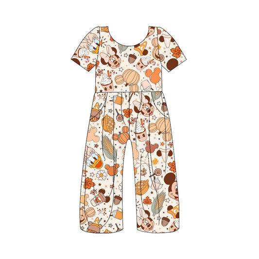 5.1custom each style moq 5eta 4-5week Halloween pumpkin flowers cartoon character printed jumpsuits