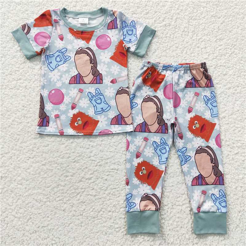 Baby Kids Girls Boys Sibling cartoon Print pajamas set