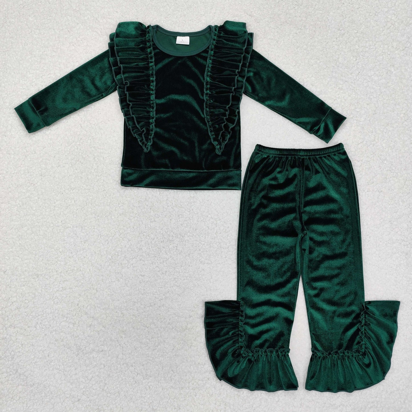 RTS NO MOQ ETA 5/7days Arrived GLP2165 Pure green lace long-sleeved pants suit