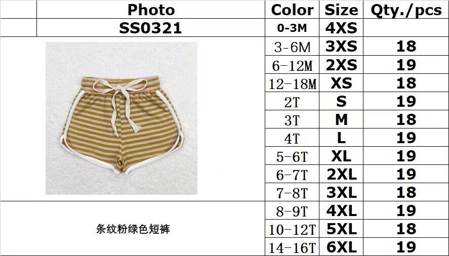 SS0321 Striped pink and green shorts