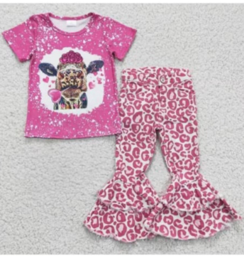 Baby Girls Valentines Sweet Heart Shirt Bell Pants Clothes Sets