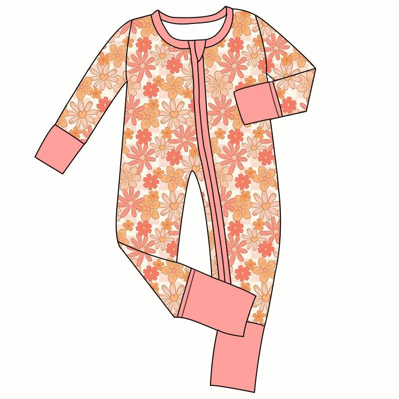 Custom moq 5 each style eta 6-7weeks baby girl clothes floral long sleeve romper-25.8.15