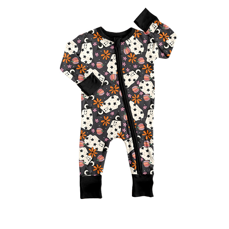 5.13custom each style moq 5eta 4-5week Sibling Sister Halloween style cartoon character prints black boys set and dress and baby romper and backpack match family design