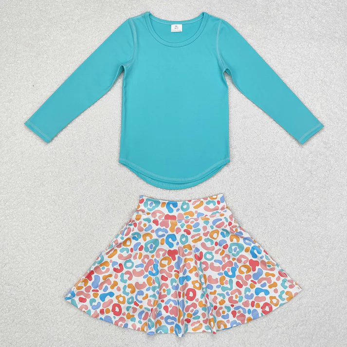 RTS NO MOQ Baby girl clothes yoga long Sleeve top skirts Suit