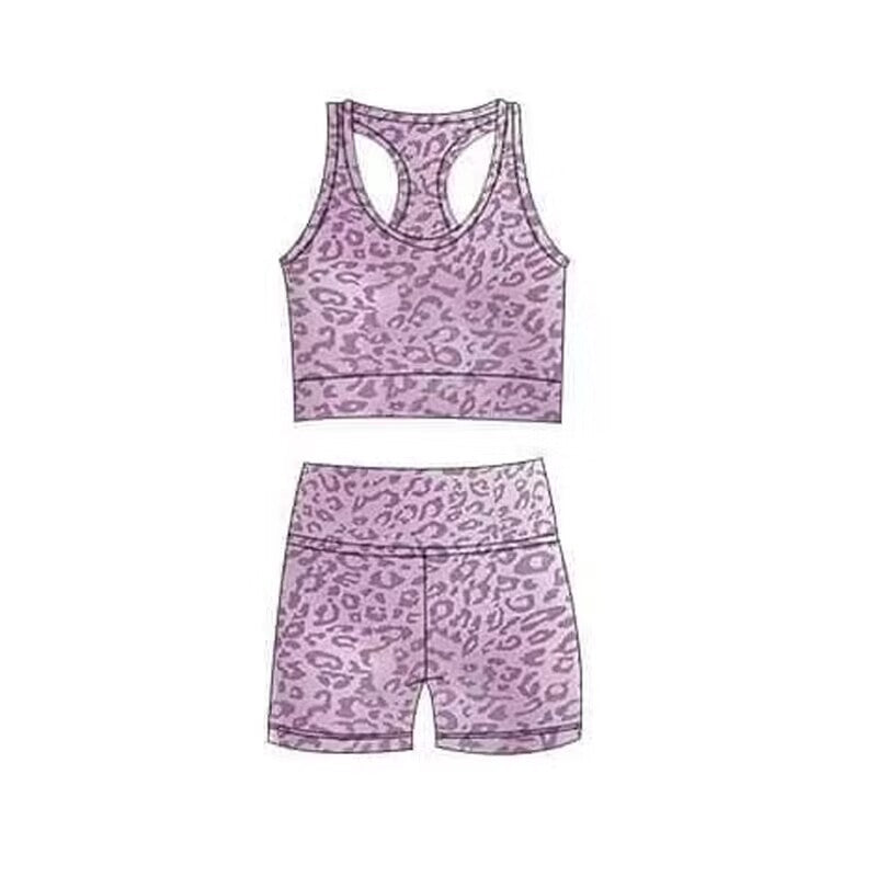bike shorts sets girls sets purple leopard summer top with summer shorts sets