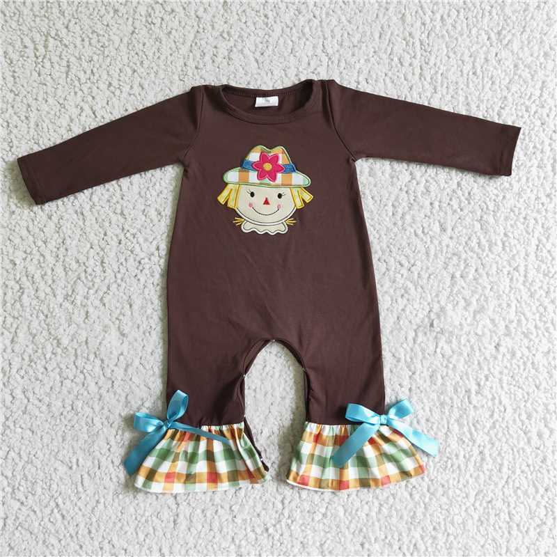 RTS NO MOQ（In Stock) LR0035 Baby Girl clothes long sleeve bodysuit with embroidered