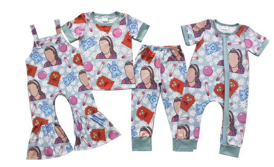 Baby Kids Girls Boys Sibling cartoon Print pajamas set