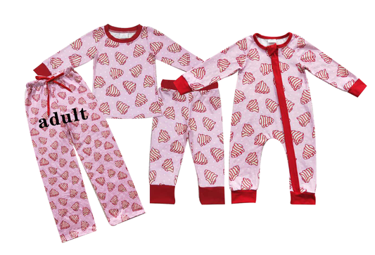 Baby boys Christmas style Christmas tree cookie print white polka dot pink Family Series Siblings Set