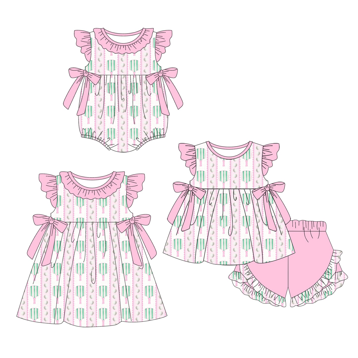 1.9 custom each style moq 5eta 4-6week Sibling Sister baby girl short sleeve shorts sets and dress and rompers match family design