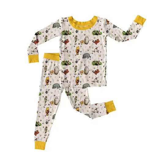 custom moq 5 eta 6-7weeks baby boys clothes cartoon yellow Long Sleeve Long Pants Set