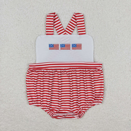 RTS no moq SR1212 Embroidered flag red and white striped vest jumpsuit