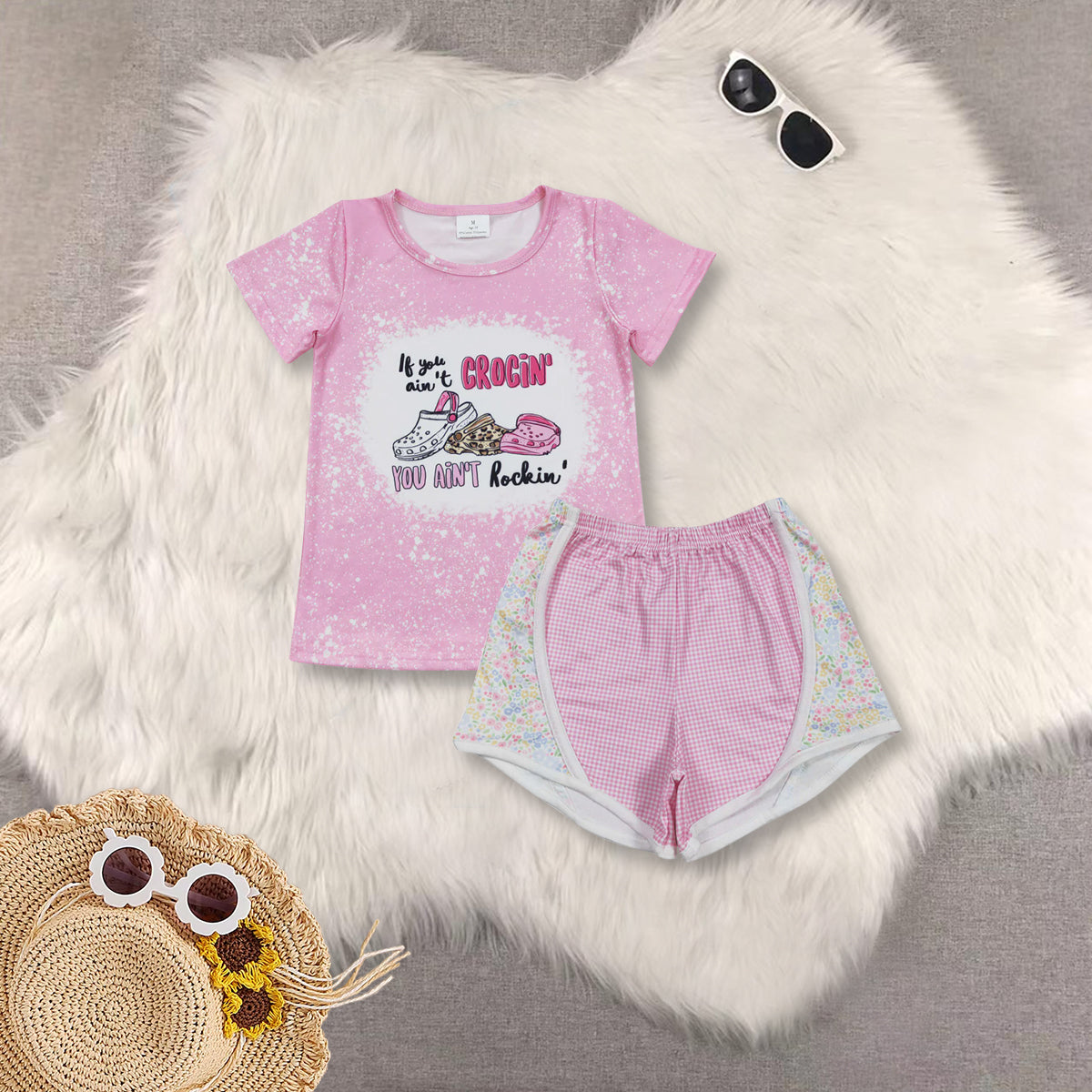 RTS NO MOQ Sibling baby girls clothes short sleeve shorts sets and Top and shorts