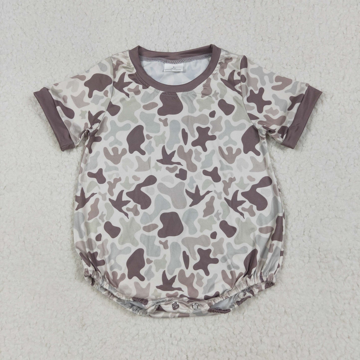 RTS NO MOQ SR3141 Duck camouflage beige short-sleeved bodysuit