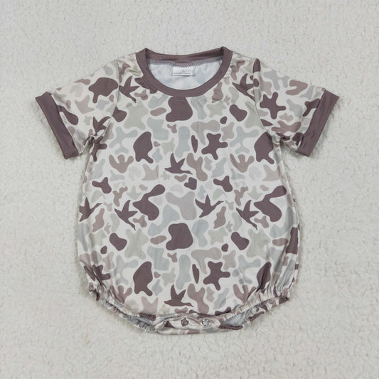 RTS NO MOQ SR3141 Duck camouflage beige short-sleeved bodysuit