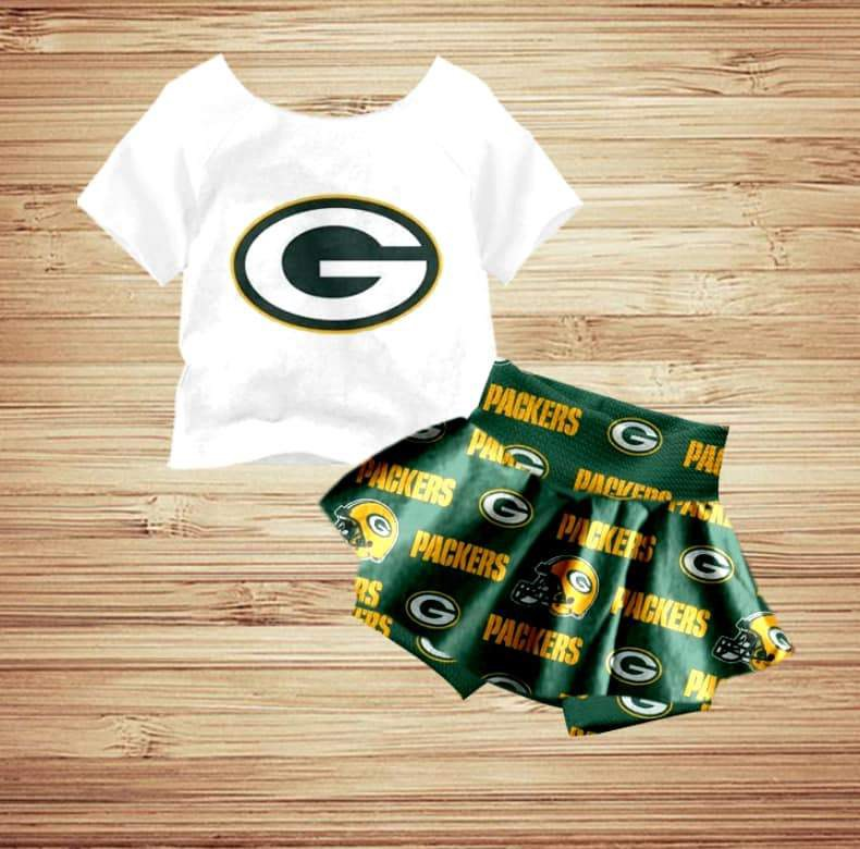 baby girls clothes team G white short sleeve green boxer briefs summer outfit