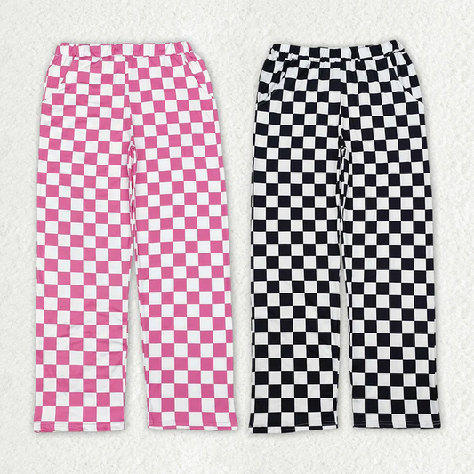 RTS NO MOQ Adult Women Pink Black Checkered Two Colors Bottom Pants