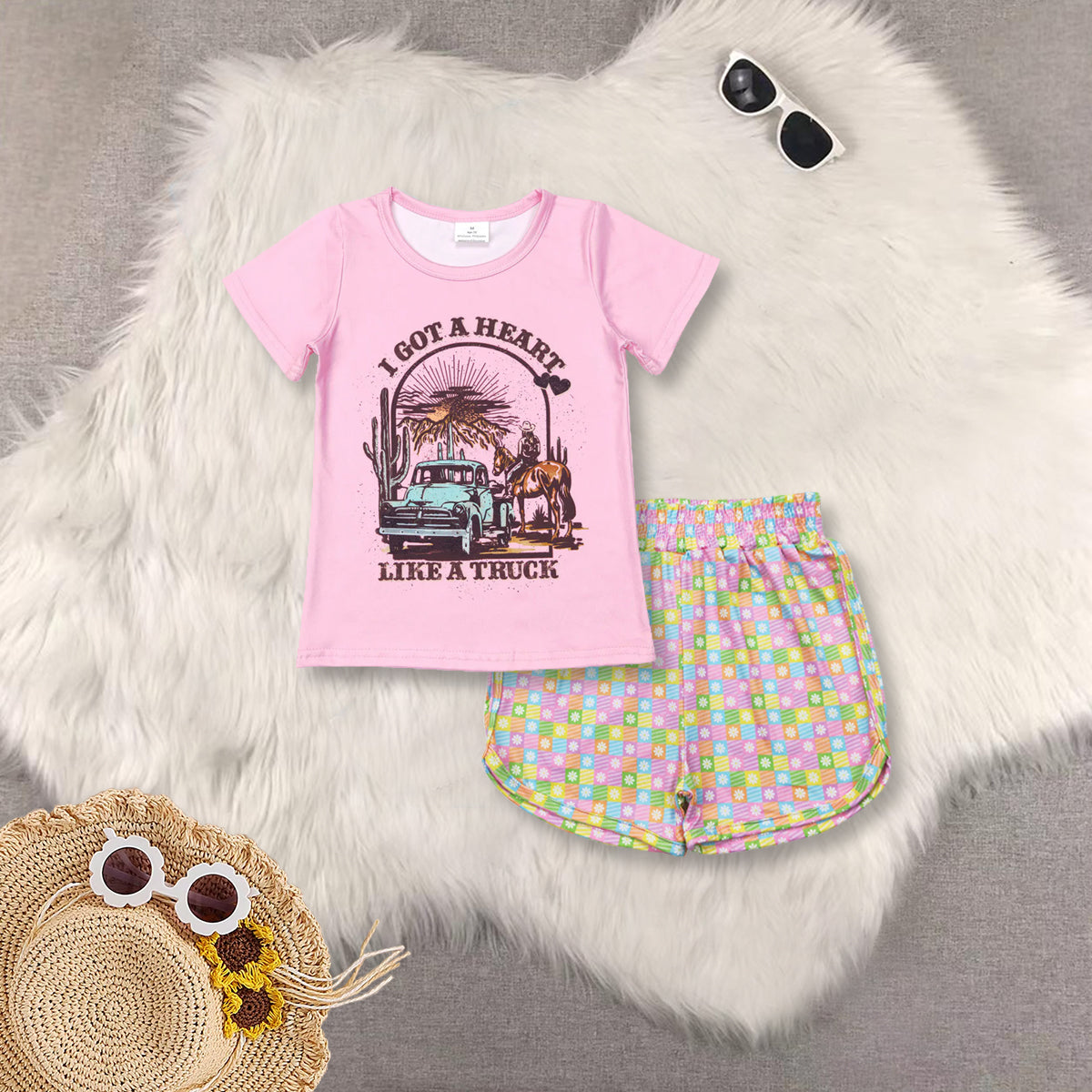 RTS NO MOQ Sibling baby girls clothes short sleeve shorts sets and top and shorts