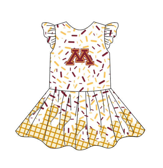 custom moq 3 eta 6-7weeks baby girls clothes team flying Sleeves Dress