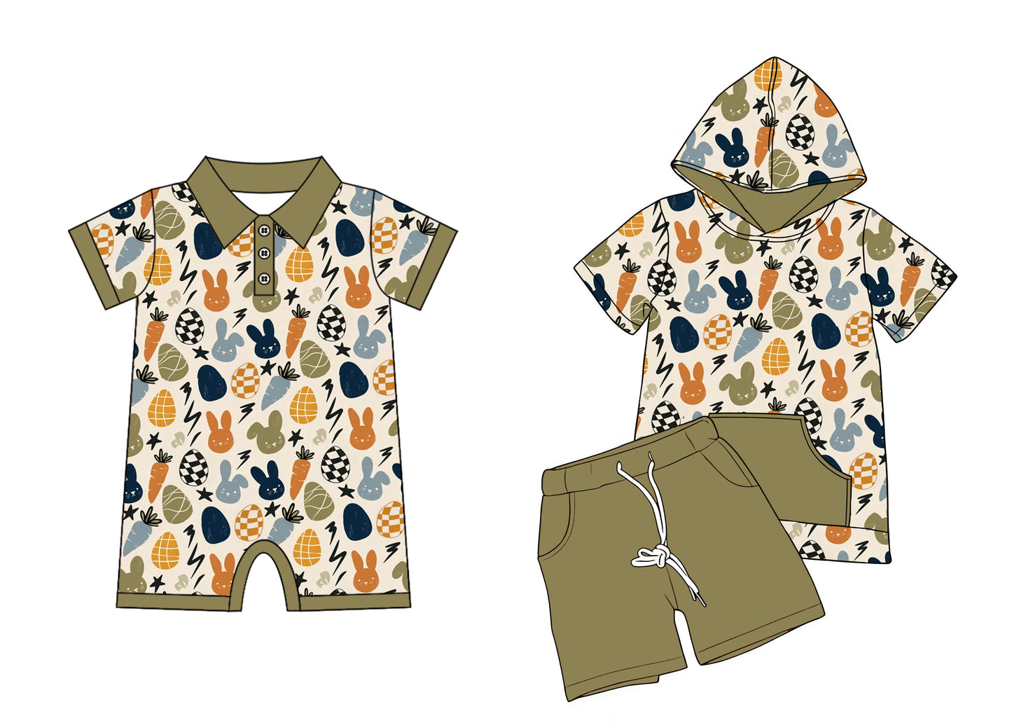 26.1.8 custom each style moq 5 eta 6-8week Sibling Sister easter baby boy short sleeve shorts sets and romper match design