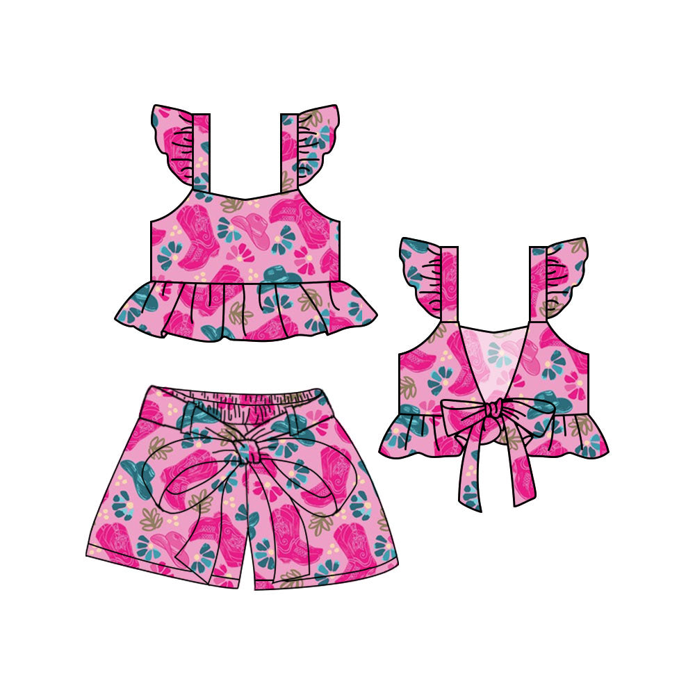 1.17 custom each style moq 5eta 4-6week Sibling Sister baby girls short sleeve shorts sets 1 and sets 2 match design