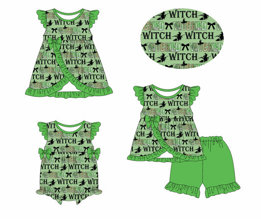 1.11 custom each style moq 5eta 4-6week Sibling Sister WITCH baby girl short sleeve shorts sets and dress and rompers match family design