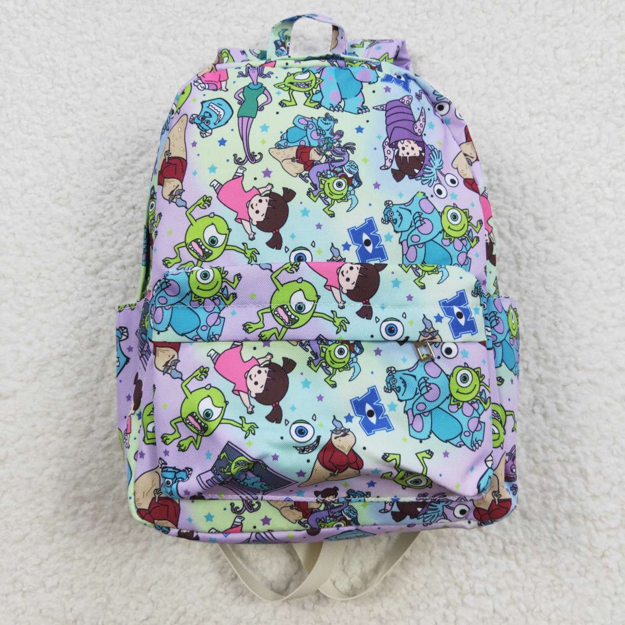 BA0083 Cartoon monster university monster purple green backpack