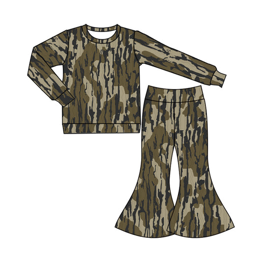 9.24 custom each style moq 5eta 4-6week baby girls clothes camouflage long sleeve pants sets