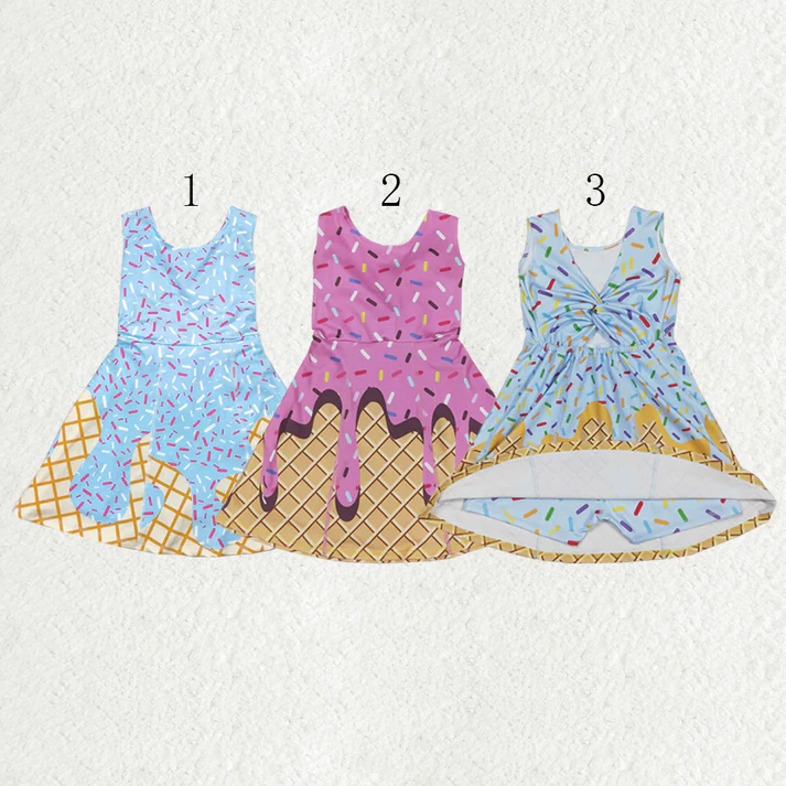 RTS NO MOQ Sibling baby girl clothes yoga team sleeveless skirt sets