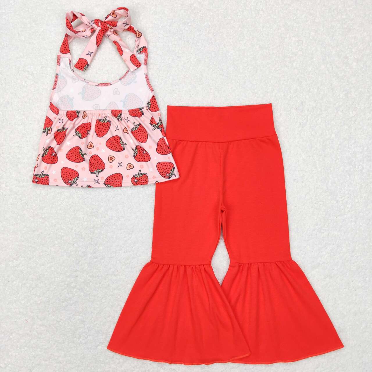 GSPO1077 Strawberry Love Halter Top Red Pants Suit