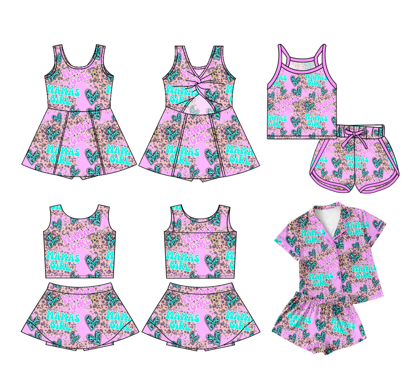 3.7 custom each style moq 5eta 4-6week Sibling Sister MAMA GIRL baby girls clothes Short Sleeve shorts sets 1 and sets 2 and yoga dress 1 and dress 2 match family design