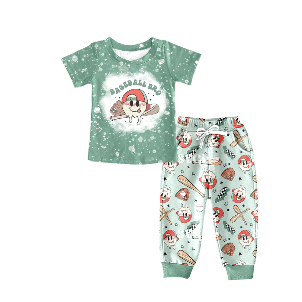 4.27custom moq 5 eta 4-5weeks baseball pro prints green short sleeves and baseball pro prints long pants