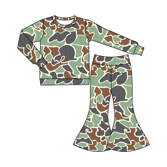 9.24 custom each style moq 5eta 4-6week baby girls clothes camouflage long sleeve pants sets