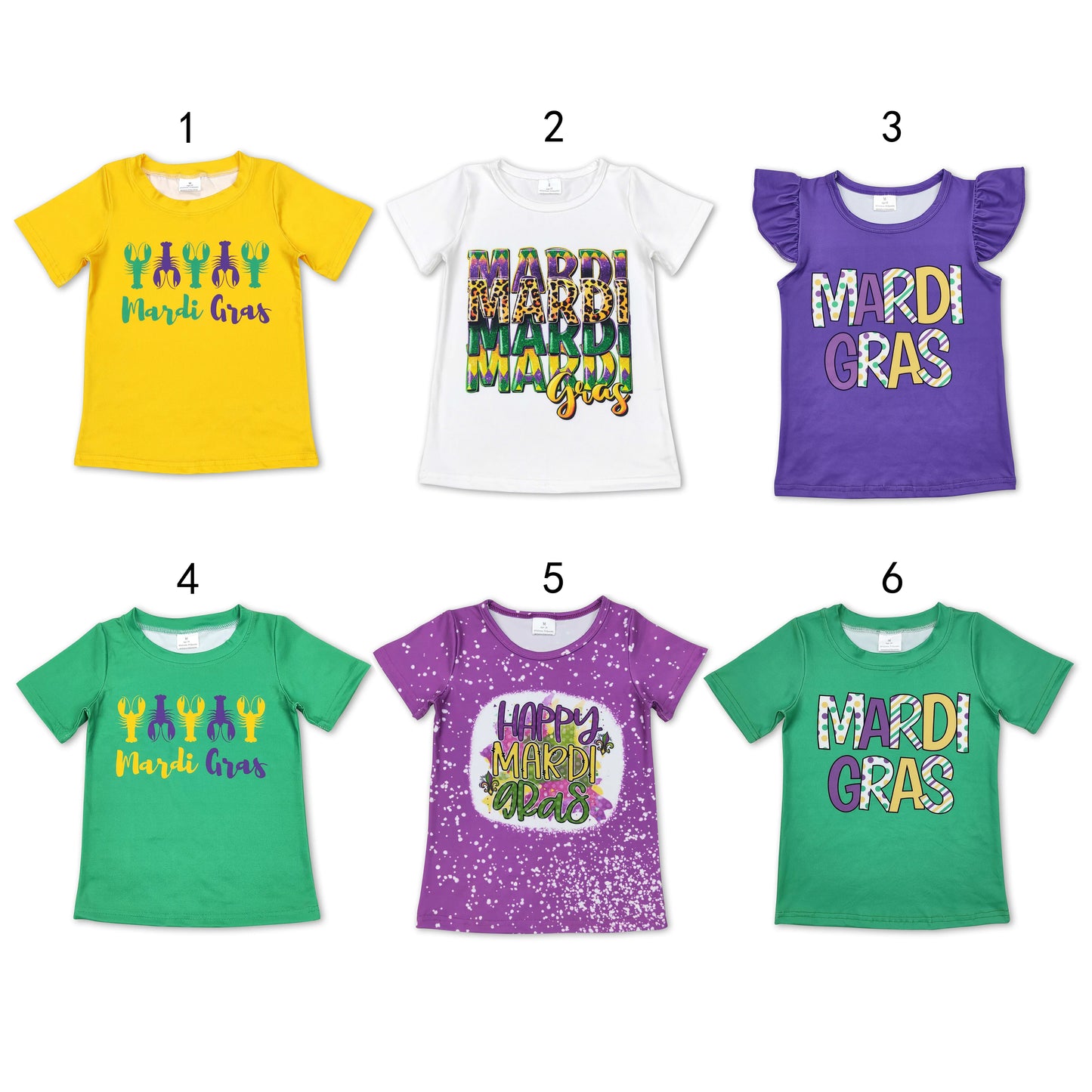 RTS NO MOQ Baby Girls Mardi gras short Sleeve top Print Styles
