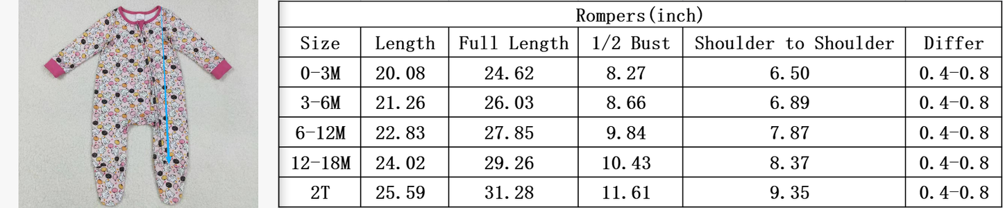 RTS NO MOQ（In Stock) LR2506 Ghostly pumpkin pink long-sleeved zippered bodysuit