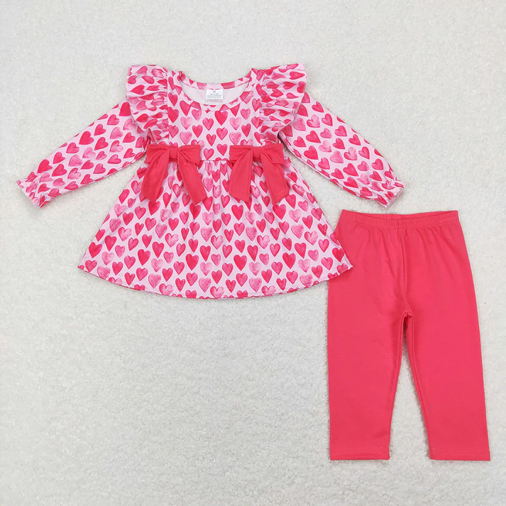 RTS NO MOQ Baby Girls Valentine love long-sleeved trousers suit & romper