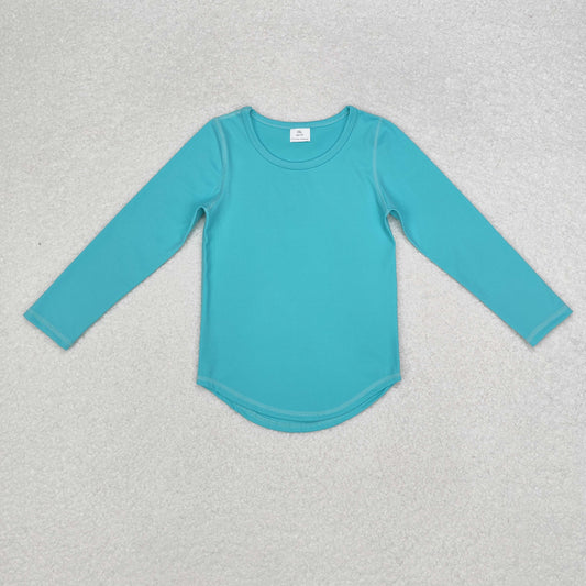 RTS NO MOQ ETA 5/7days GT0644 Teal solid long-sleeved top