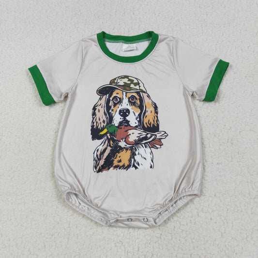 RTS NO MOQ SR3091 Camouflage cap, puppy, duck, brown and green short-sleeved jumpsuit