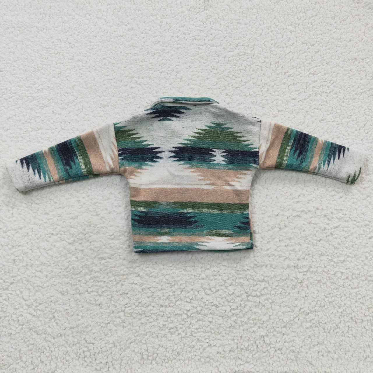 BT0251 Teal Geometric Long Sleeve Shirt