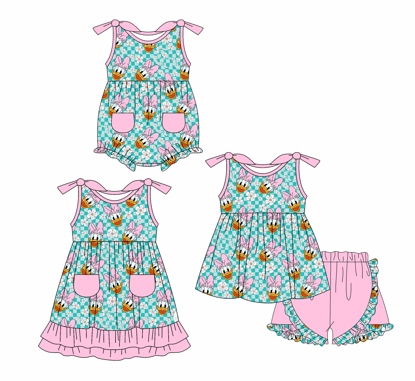 1.15 custom each style moq 5eta 4-6week Sibling Sisters baby girl short sleeve shorts sets and dress and rompers match family design