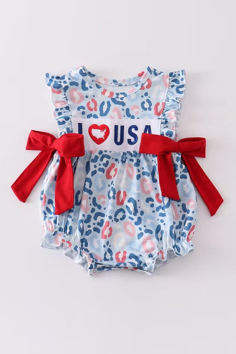 5.10custom each style moq 5eta 4-5week Sibling Sister I LOVE USA  print blue and red girls set and baby rompers match family design