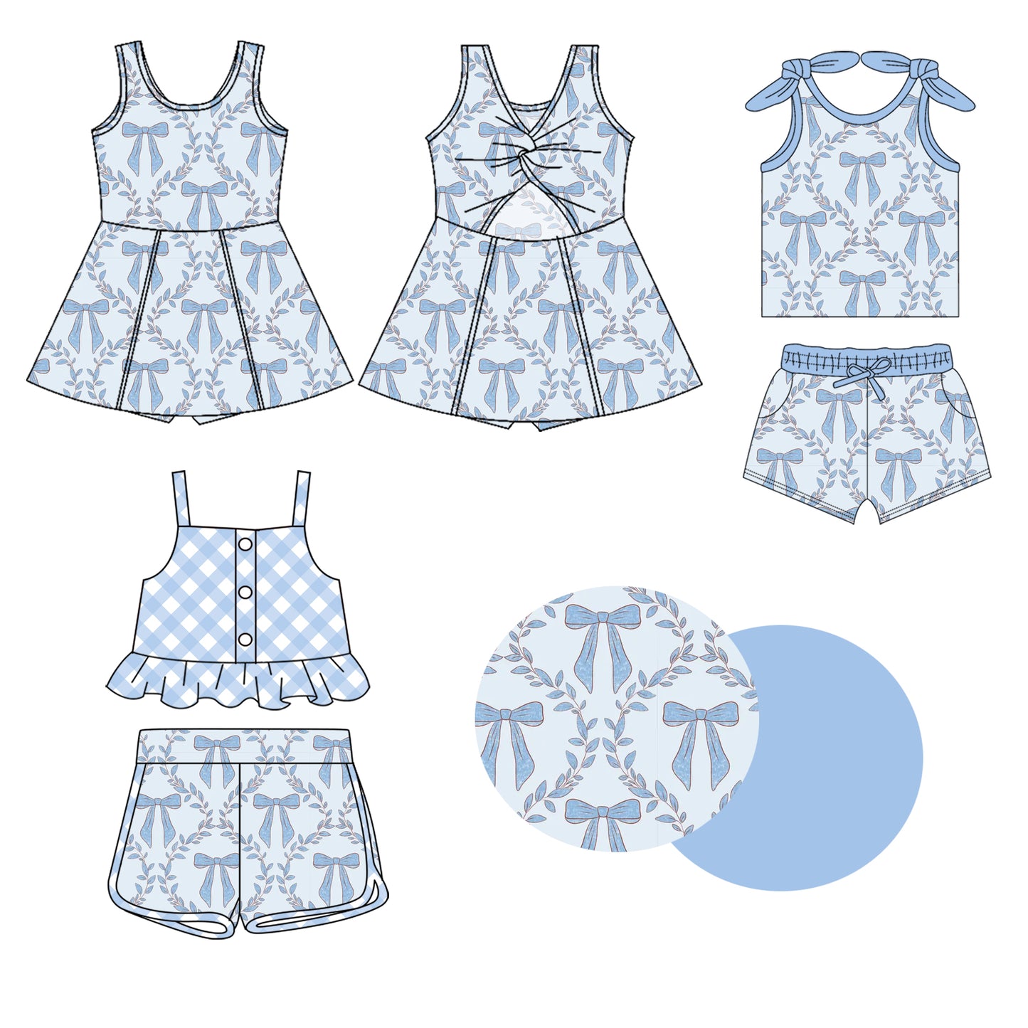 1.20 custom each style moq 5eta 4-6week Sibling Sister baby girl short sleeve shorts sets and sets 2 and dress match design