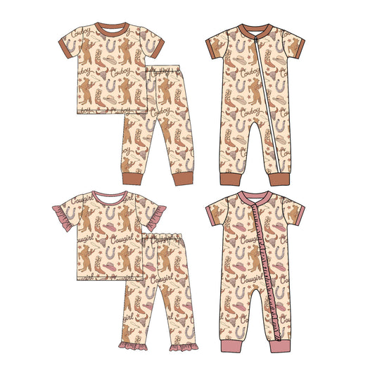 25.11.20 custom each style moq 5 eta 6-8week Sibling Sisters horse boot hat baby girl short sleeve pants sets and rompers 2 match family design